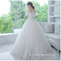 Guangzhou Online Short Sleeve Appliqued Bridal Wedding Dress Gowns